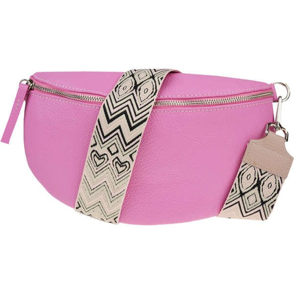 Ružová kožená talianska crossbody kabelka Reni Grande Flamingo s 64477923