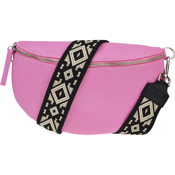 Ružová kožená talianska crossbody kabelka Reni Grande Flamingo s 64477927