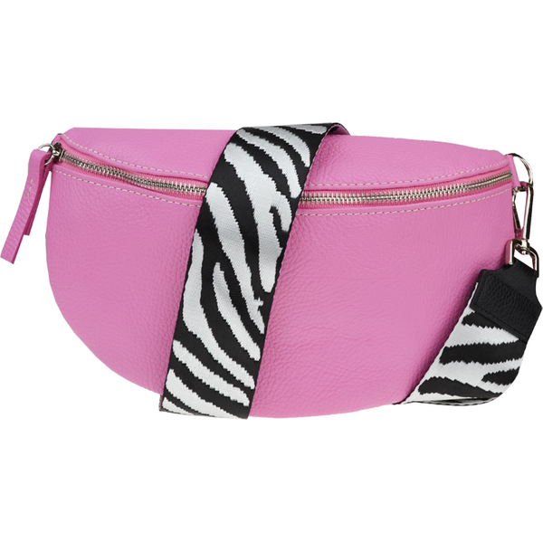Ružová kožená talianska crossbody kabelka Reni Grande Flamingo s 64477925