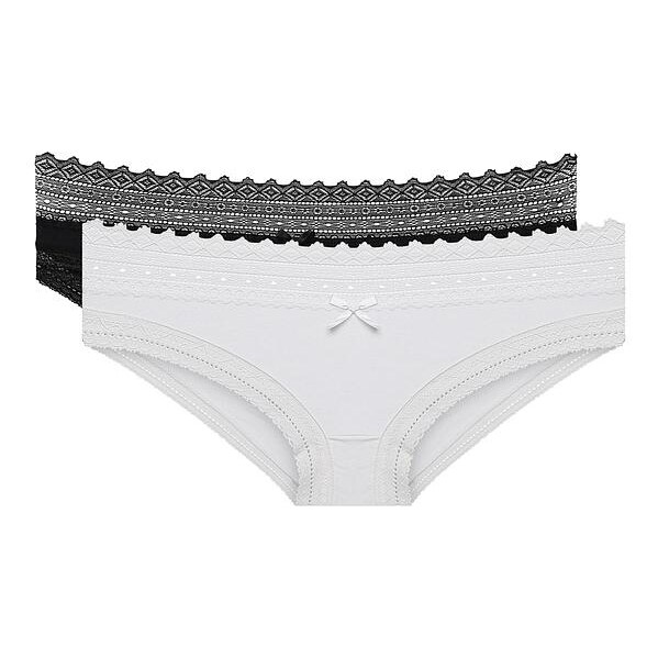 DIM SEXY FASHION SLIP 2x - Dámske bavlnené nohavičky s čipkou 2 ks - 50500449