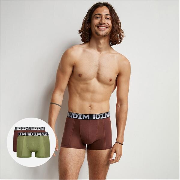 DIM COTTON 3D FLEX AIR BOXER 2x - Pánske boxerky 2ks - green - dark 50591039