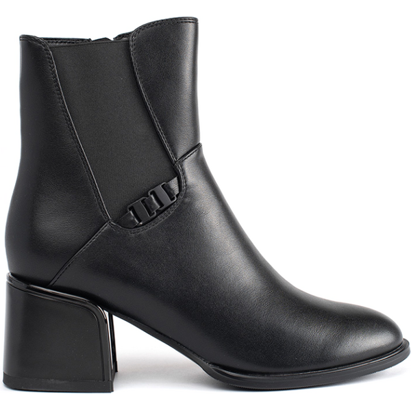 Shelvt Black ankle boots with elastic insert 56836268
