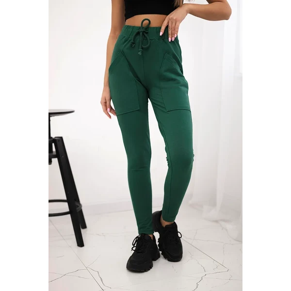 Kesi Sweatpants with waist tie dark green 60709290