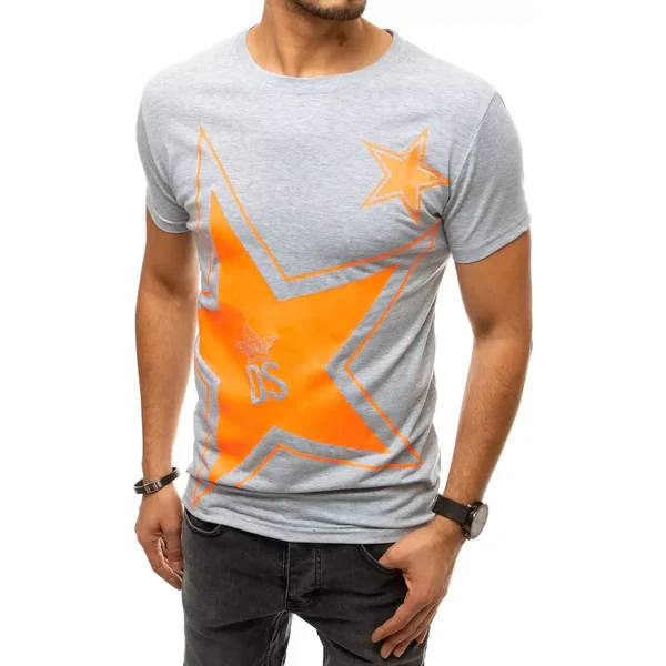 Pánske tričko s potlačou svetlosivé Dstreet 50688820