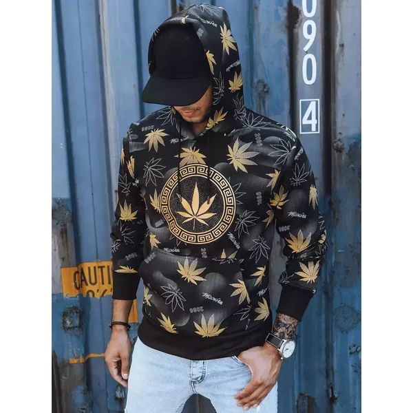 Čierna pánska mikina s kapucňou a potlačou Dstreet 50652790