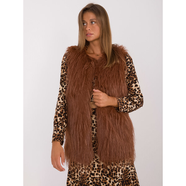 ITALY MODA Svetlohnedá kožúšková vesta AT-KZ-2349-1.18-light brown 57956212