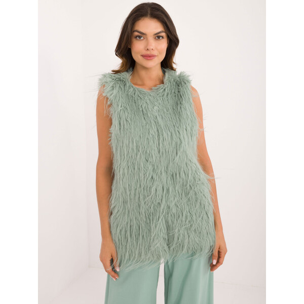 ITALY MODA Pistáciová kožúšková vesta AT-KZ-2349-1.18-pistachio 57956227