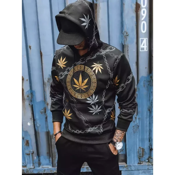 Čierna pánska mikina s kapucňou a potlačou Dstreet 50658804