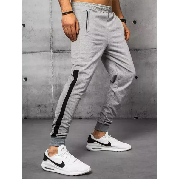 Pánske teplákové nohavice svetlosivé Dstreet 50651558