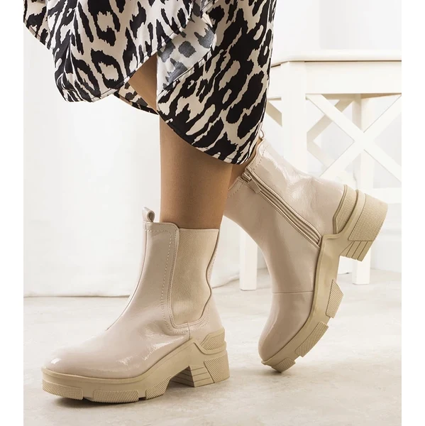 Gemre Béžová lakovaná botki Asma 64676514