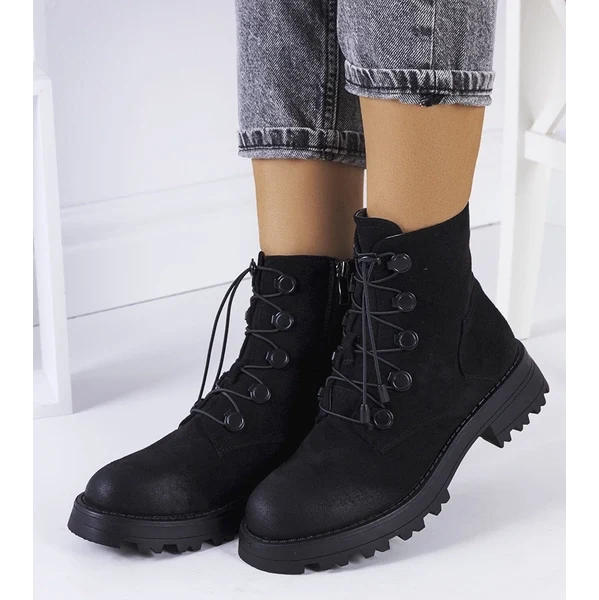 Gemre Čierna botki eko-semiš Cesterfield 64676494