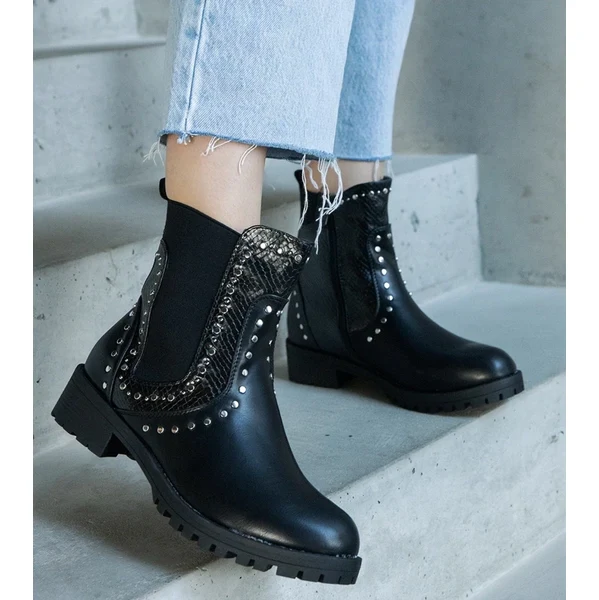 Gemre Čierne zdobené botki Arlesa 64676519