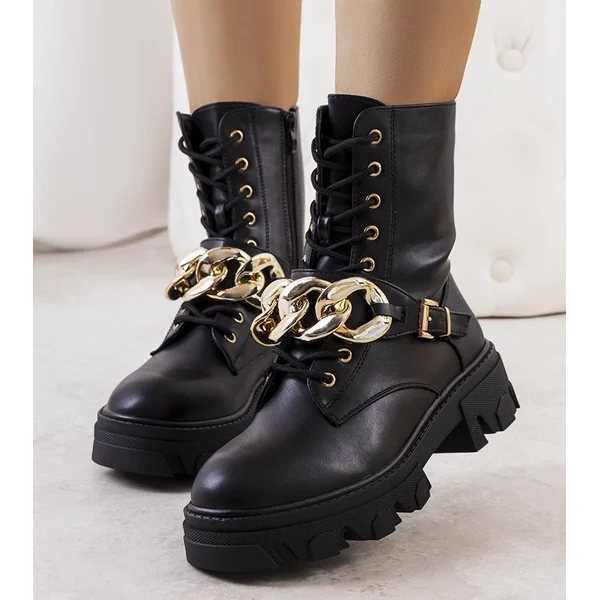 Gemre Čierna botki s reťazou Laboy 64676524