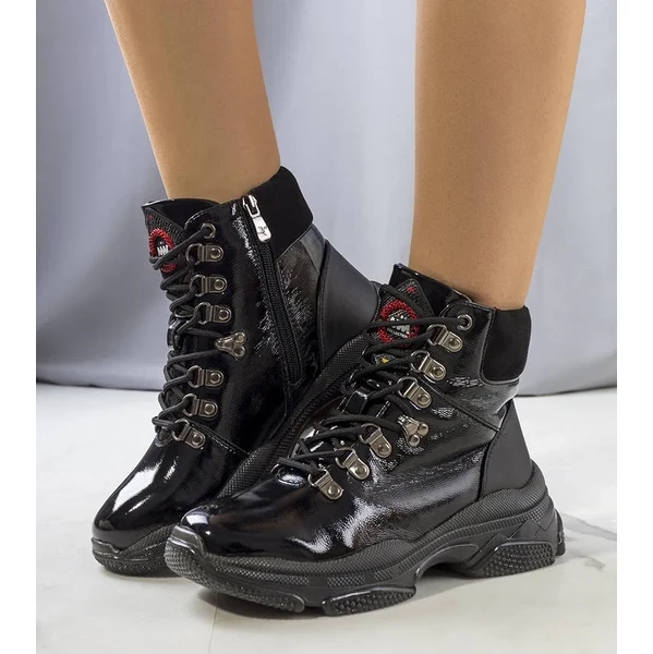 Gemre Čierne lakované botki Celmir 64676560