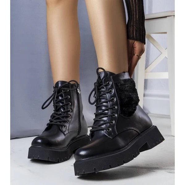 Gemre Čierne zateplené topánky s umelou kožušinou Dixie 64676662