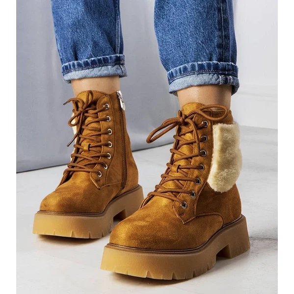 Gemre Hnedé zateplené topánky s kožušinou Bernar 64676663