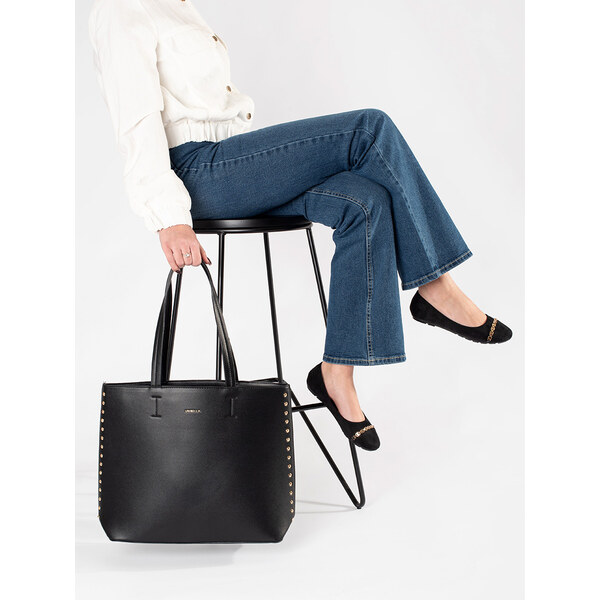 Shelvt Large black studded shopper bag 64677611
