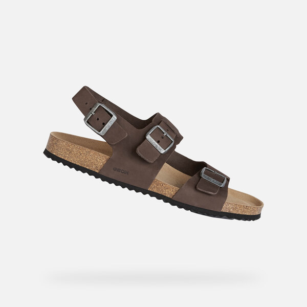 Dark brown mens sandals Geox Ghita - Mens 64678657