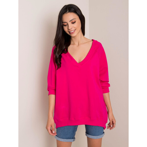 RUE PARIS Ružová dámska mikina RV-BL-5676.09-dark pink 57956395