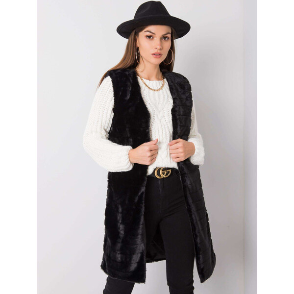 BASIC Čierna dámska dlhá teddy vesta TW-KZ-2114-1.07P-black 66822083