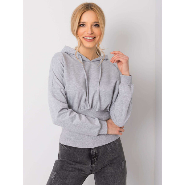 RUE PARIS Svetlo šedá dámska mikina s kapucňou -RV-BL-6191.06P-grey 57954545