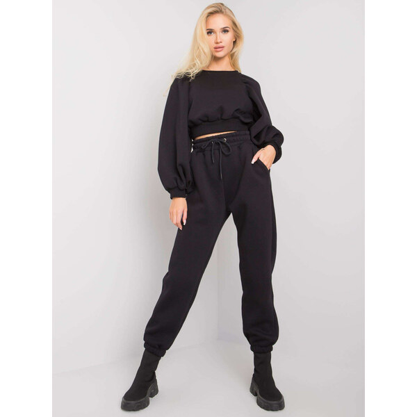 RUE PARIS Čierna súprava s naberanými rukávmi RV-KMPL-7010.10-black 57950843