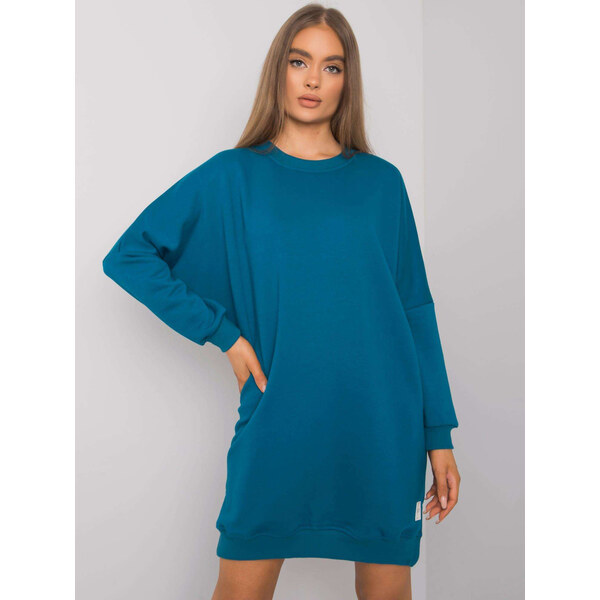 RUE PARIS Petrolejové mikinové oversize šaty RV-SK-7216.95-petrol blue 57948389