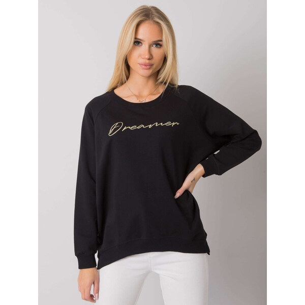 RUE PARIS Čierna dámska mikina s nápisom na hrudi RV-BL-7192.66P-black 57948529