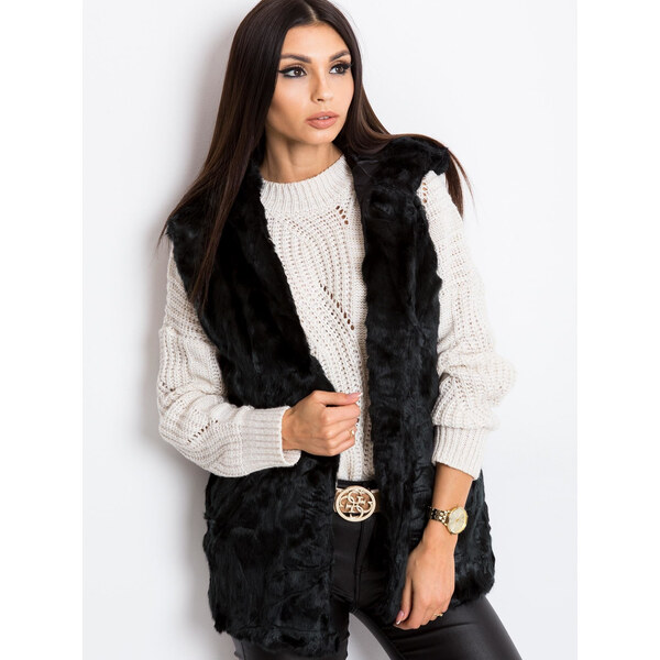 ITALY MODA Dámska čierna chlpatá vesta AT-KZ-05201.95P-black 27587105