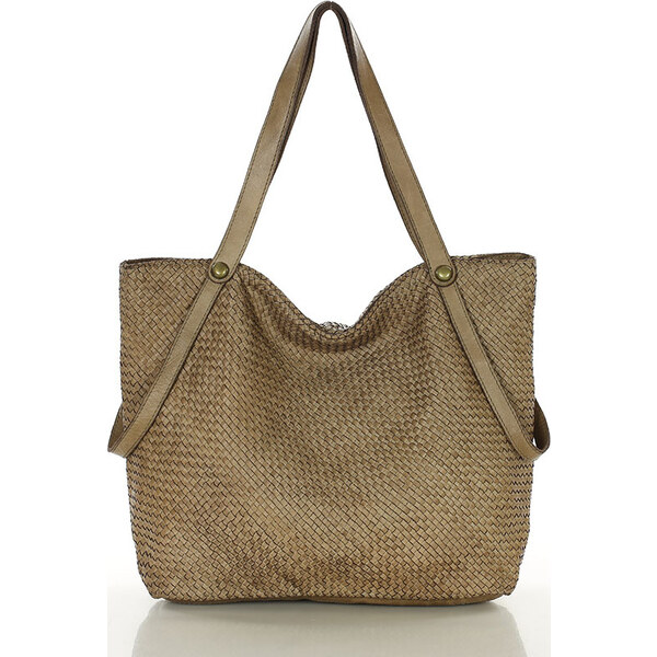 MARCO MAZZINI Béžová veľká taška shopper z tkanej kože (v244d) 60312350