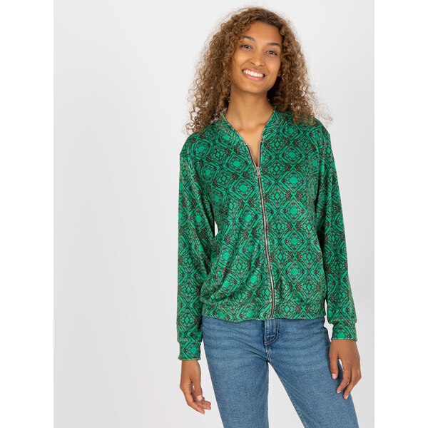 RUE PARIS Zelená vzorovaná bomber mikina -RV-BL-8185.86-green 57950663