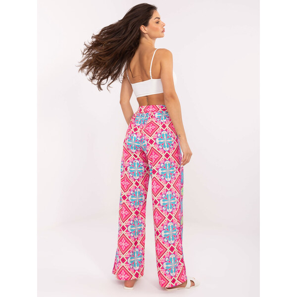 ITALY MODA Ružové vzorované voľné nohavice DHJ-SP-13587.66P-pink 57950541
