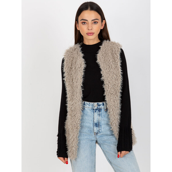 ITALY MODA Sivá kožúšková vesta AT-KZ-21501.22P-light grey 57951008