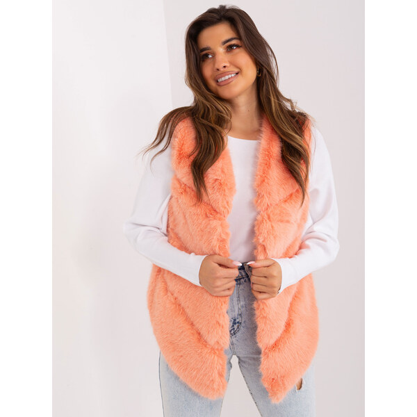 ITALY MODA Marhuľová kožušinová vesta AT-KZ-2349.00P-peach 57953681