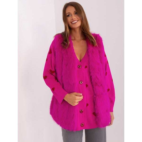ITALY MODA Tmavoružová chlpatá kožúšková vesta AT-KZ-2368.00P-fuchsia 57953639