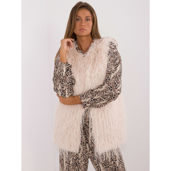 ITALY MODA Svetlobéžová kožúšková vesta AT-KZ-2349-1.31P-light beige 57956211