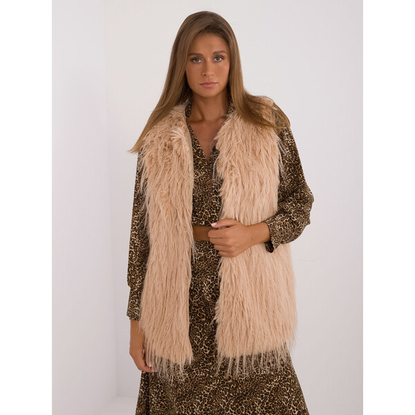 ITALY MODA Tmavobéžová kožúšková vesta AT-KZ-2349-1,49-camel 57956217
