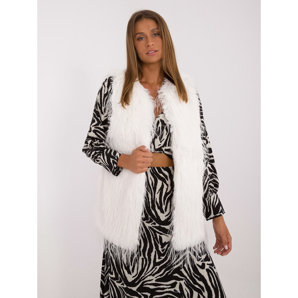 ITALY MODA Smotanová kožúšková vesta AT-KZ-2349-1.80-ecru 57956215