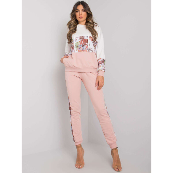 RUE PARIS Ružovo-biela dámska vzorovaná súprava RV-KMPL-7356.82-white 57952568