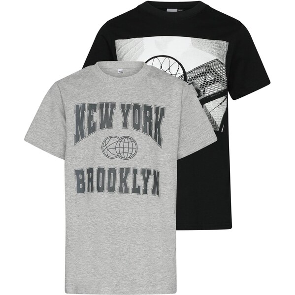 Urban Classics Tričko New York & Brookly sivá melírovaná / čierna 65648685