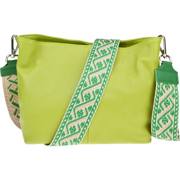 Zelená kožená talianska crossbody kabelka Batilda Verde Segnale s 64491602