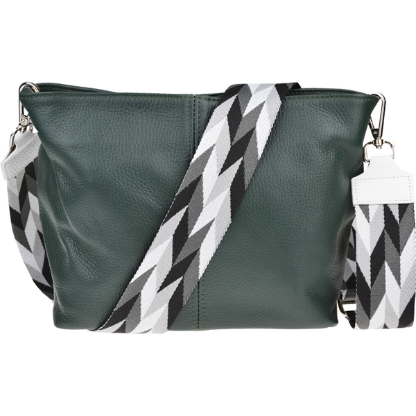 Zelená kožená talianska crossbody kabelka Batilda Verde Scura s 64491608