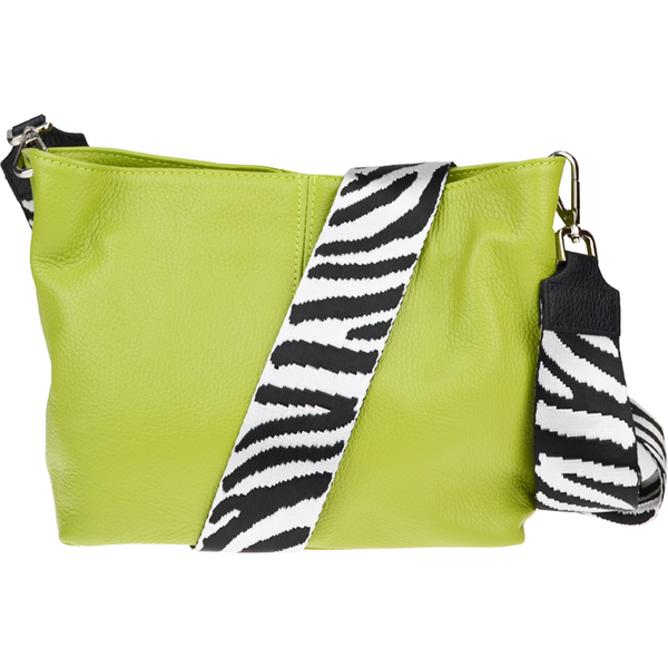 Zelená kožená talianska crossbody kabelka Batilda Verde Segnale s 64491605