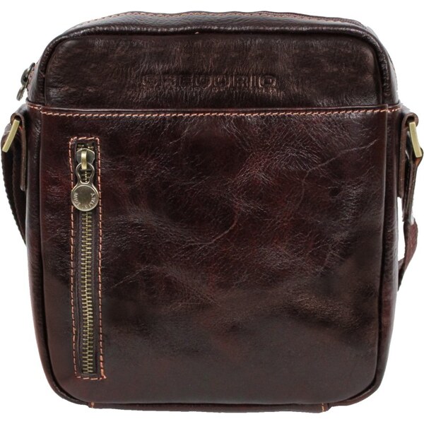 Gregorio Pánska kožená taška cez rameno Sagvan tmavohnedá 35335827