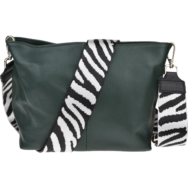 Zelená kožená talianska crossbody kabelka Batilda Verde Scura s 64495670