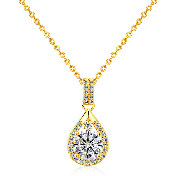 Olivie Stříbrný náhrdelník 1ct 6,5mm MOISSANITE GOLD 9736 64756338