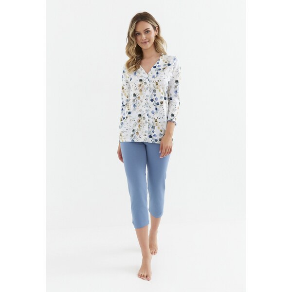Cana Dámske bavlnené pyžamo 400, Farba biela-nebesky modrá 64496443