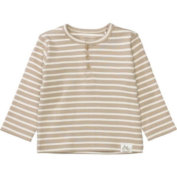 STACCATO Tričko tmavobéžová / biela 65646365