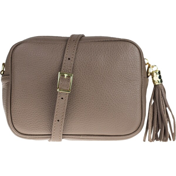 Hnedá kožená talianska crossbody kabelka Bala Taupe Scura NovaKabelka 39473517