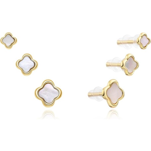 MOISS Pozlátená sada pôvabných náušníc kôstky E0004637 (3 páry náušníc 66583506